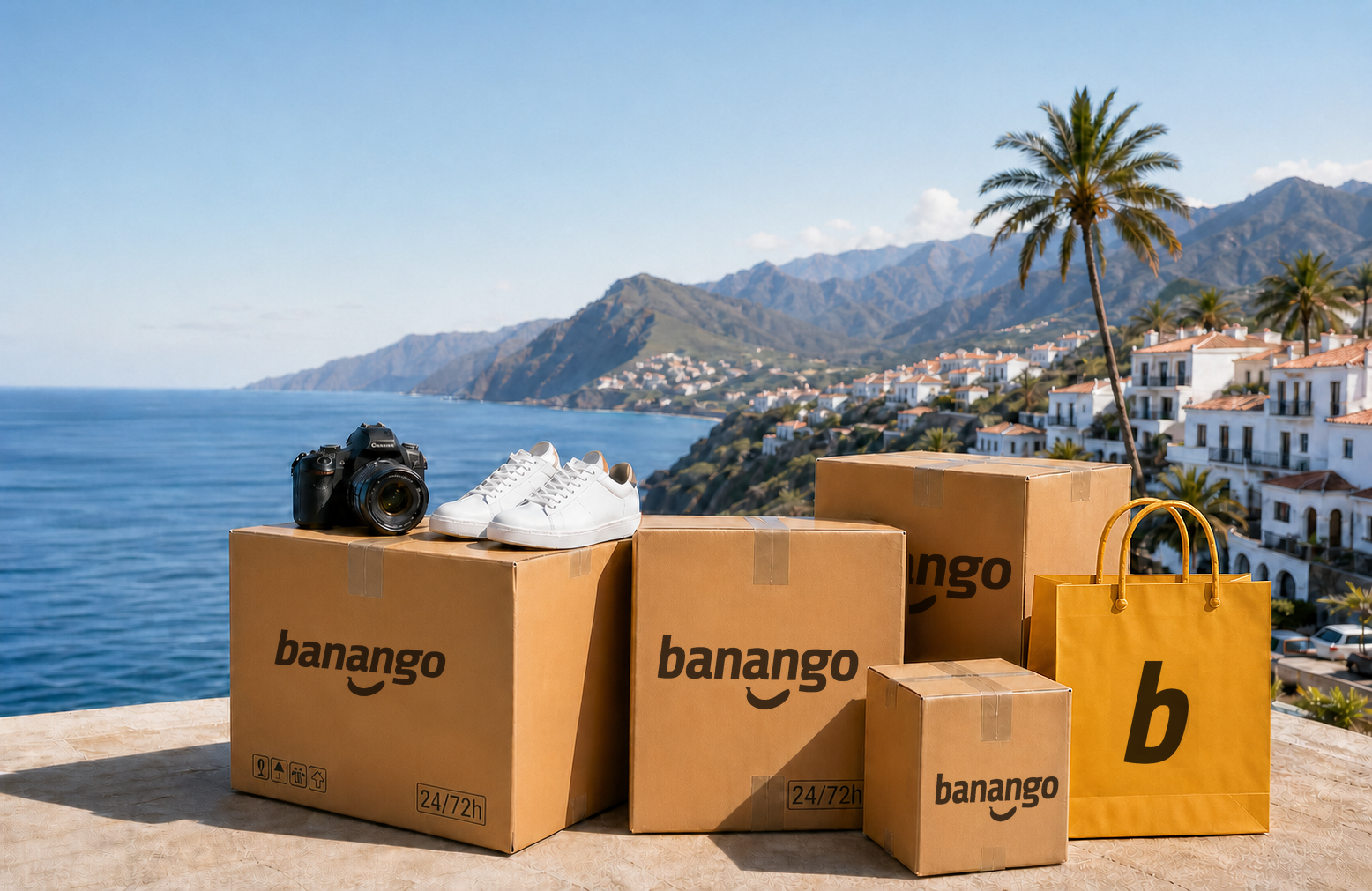 Compras preparadas por Banango frente a la costa canaria